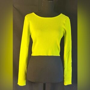 Pretty Garbage Neon Green Ribbed Crop Top | Chain Back | Size Small